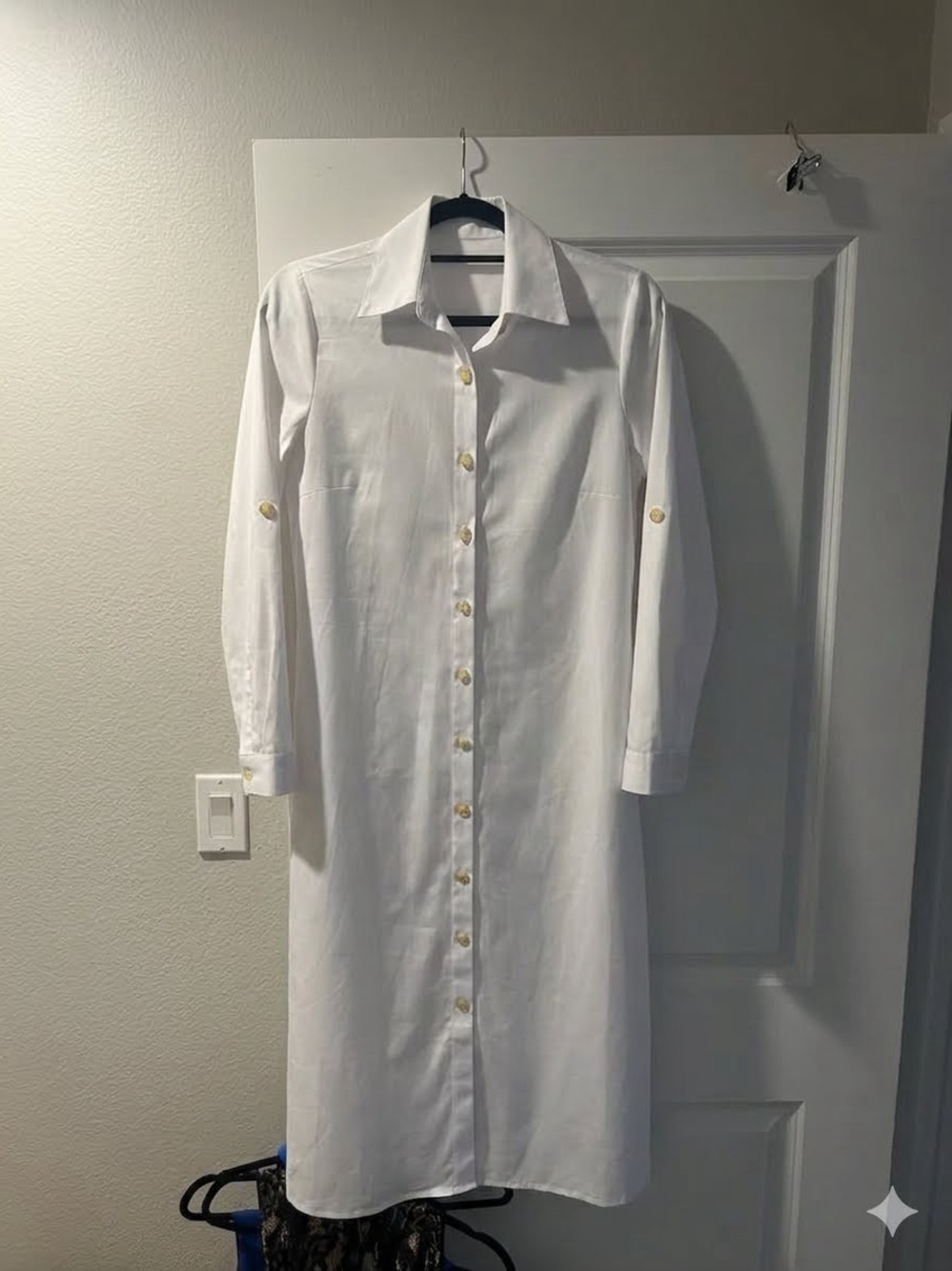 Classic White Button-Front Shirt Dress